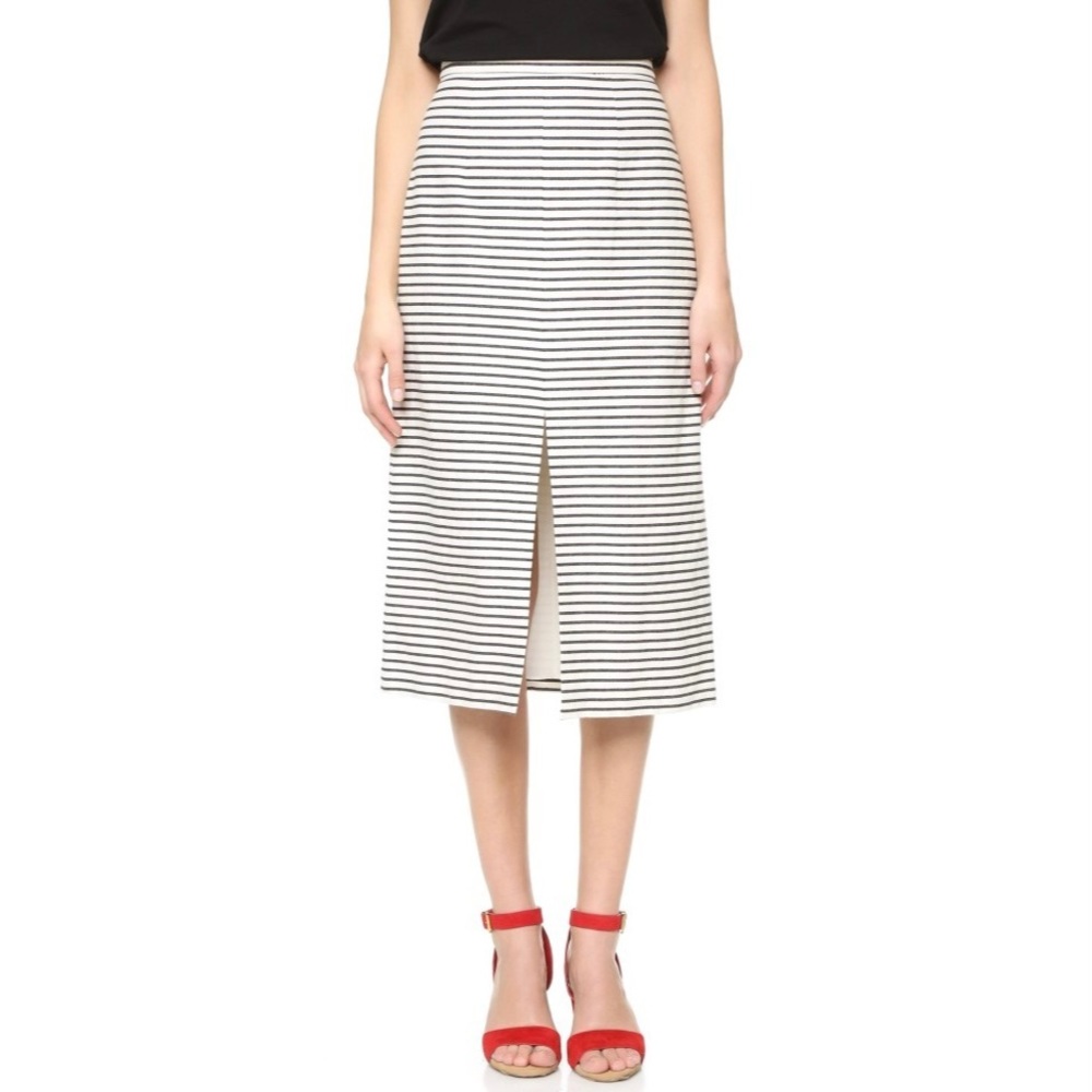 Alice +Olivia Striped Slit midi Skirt